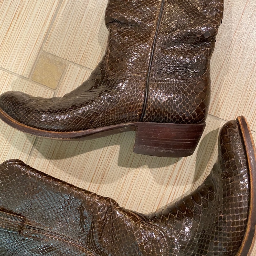 LUCCHESE ⭐ SAN ANTONIO ⭐ BROWN RARE EXOTIC SKIN BOOTS Vintage - Picture 7 of 11